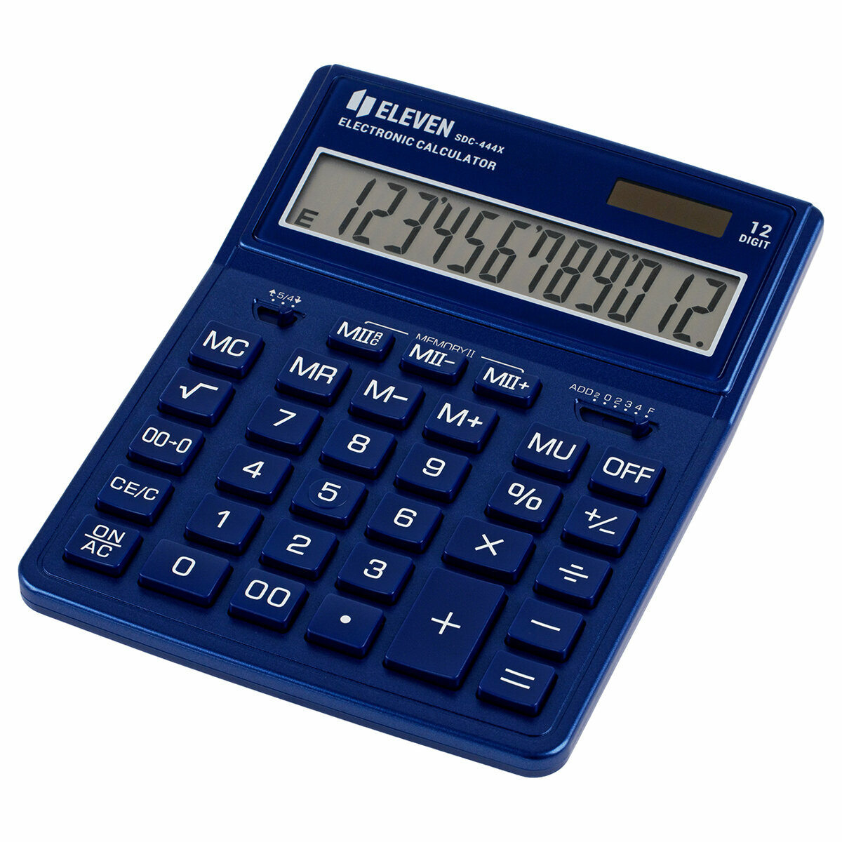 Комплект 2 шт Калькулятор настольный Eleven SDC-444X-NV 12 разрядов двойное питание 155*204*33мм темно-синий