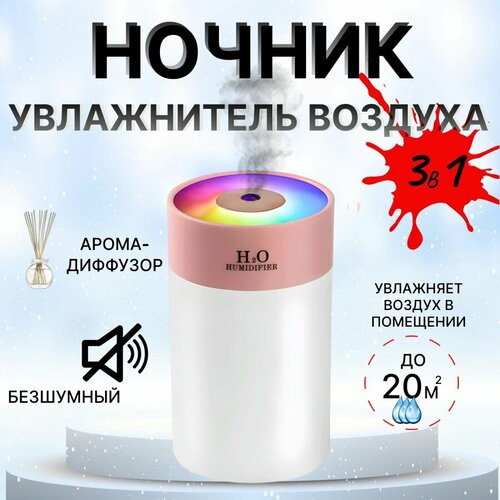 Увлажнитель воздуха розовый мини воздухоувлажнитель с подсветкой увлажнитель очиститель воздуха 577₽