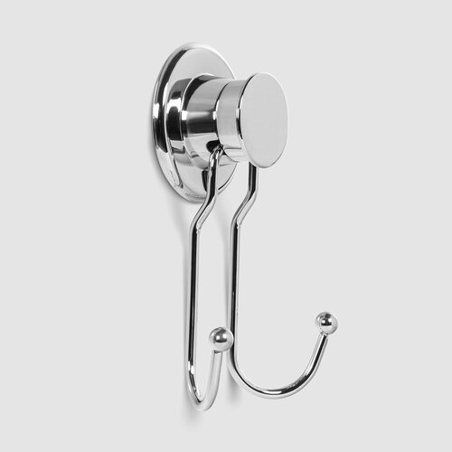 Крючок двойной Suntel с вакуумным креплением хром