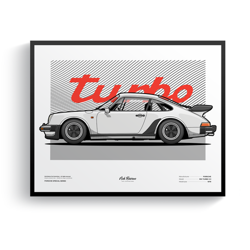 Плакат, картина, постер с авто в раме Porsche 911 (930) Turbo / плакат на стену (40х50см)
