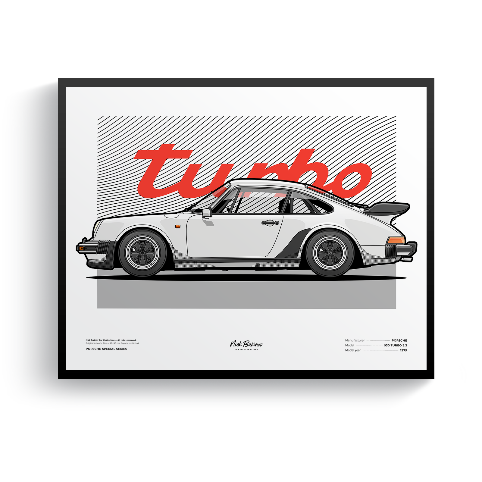 Постер Porsche 930 Turbo в раме