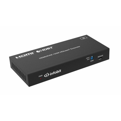 Удлинитель сигнала Infobit [E150SK] HDBaseT (Tx и Rx), HDMI 18,0 Гбит/с, 150 м для 1080p, 120 м для 4K/60 Гц, KVM, Двунаправленный ИК и RS232, POC, HDCP 2.2, Комплект.