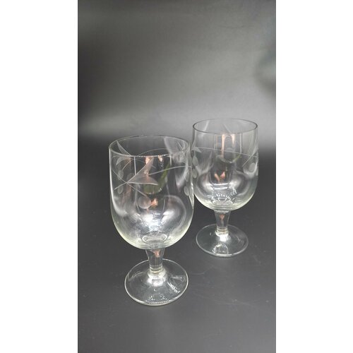 Винтажный советский набор фужеров стекло с рисунком, СССР