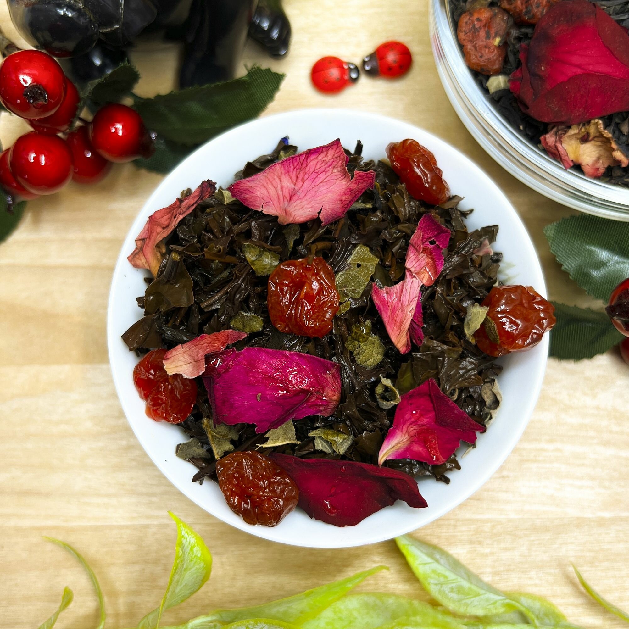 Индийский Черный чай с вишней, клюквой и розой "Вишня с ромом" (Premium) Полезный чай / HEALTHY TEA, 50 гр