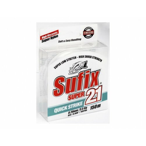 фото Леска монофильная sufix super 21 прозрачная 150м 0.35мм 10,7кг