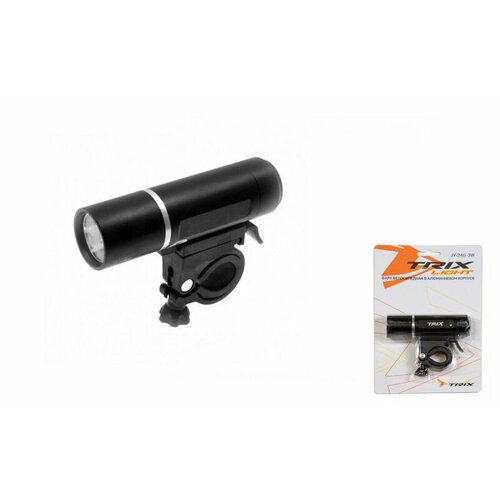 фото Trix фара передняя, 1 суперъяркий диод 3w, 2 режима, крепеж на руль, батарейки в комплекте, алюминий