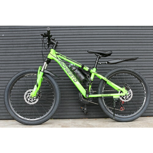 Велосипед RICHIESTO 24 Алюминиевая рама 14 Горный Для детей и подростков Спортивный Универсальный салатовый 24500₽