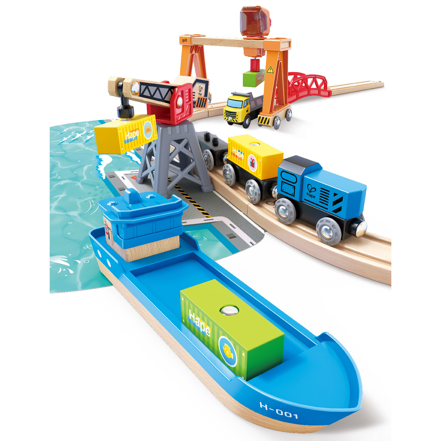 Деревянная железная дорога Hape "Подъемно-погрузочная гавань" E3791_HP - фото №10