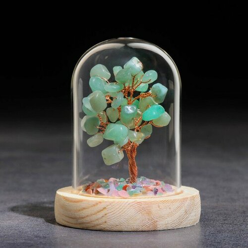 Сувенир в куполе Дерево Энергии Авантюрин зеленый натуральный камень 10 х 7 см 1099₽