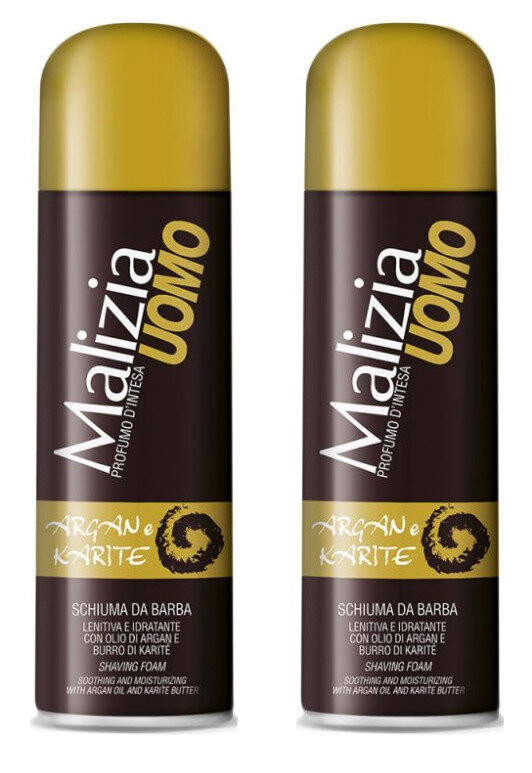 Malizia Пена для бритья Uomo Argan and Karite, 300 мл, 2 шт