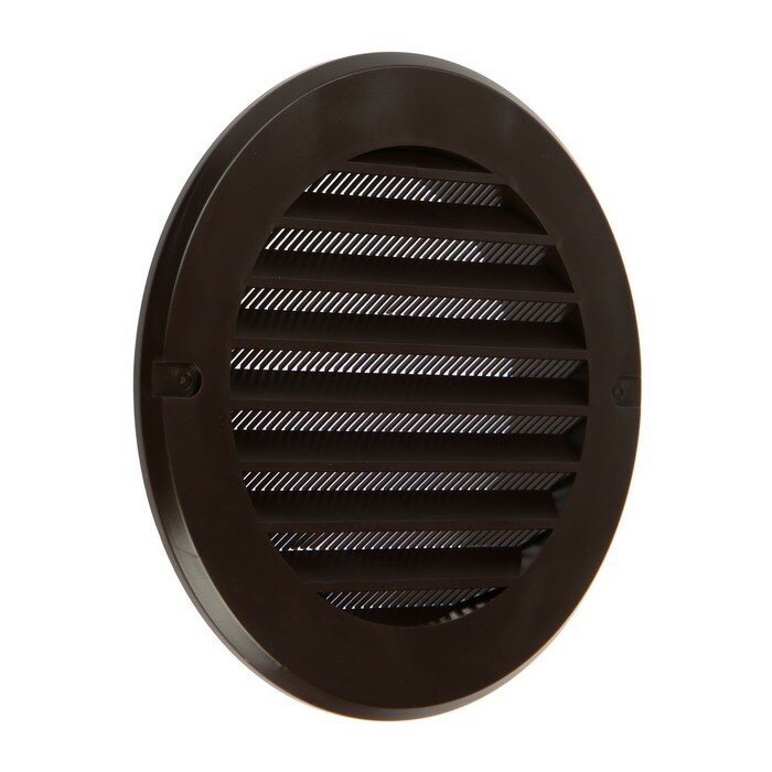 Решетка вентиляционная ZEIN, d=100 мм, круглая, с сеткой, фланец, неразъемная, коричневый 10188932