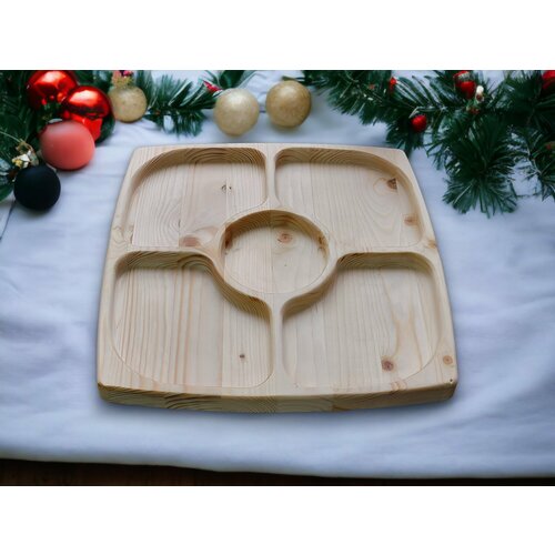 Менажница квадратная / Тарелка для закусок (35х35 см) (хвоя)