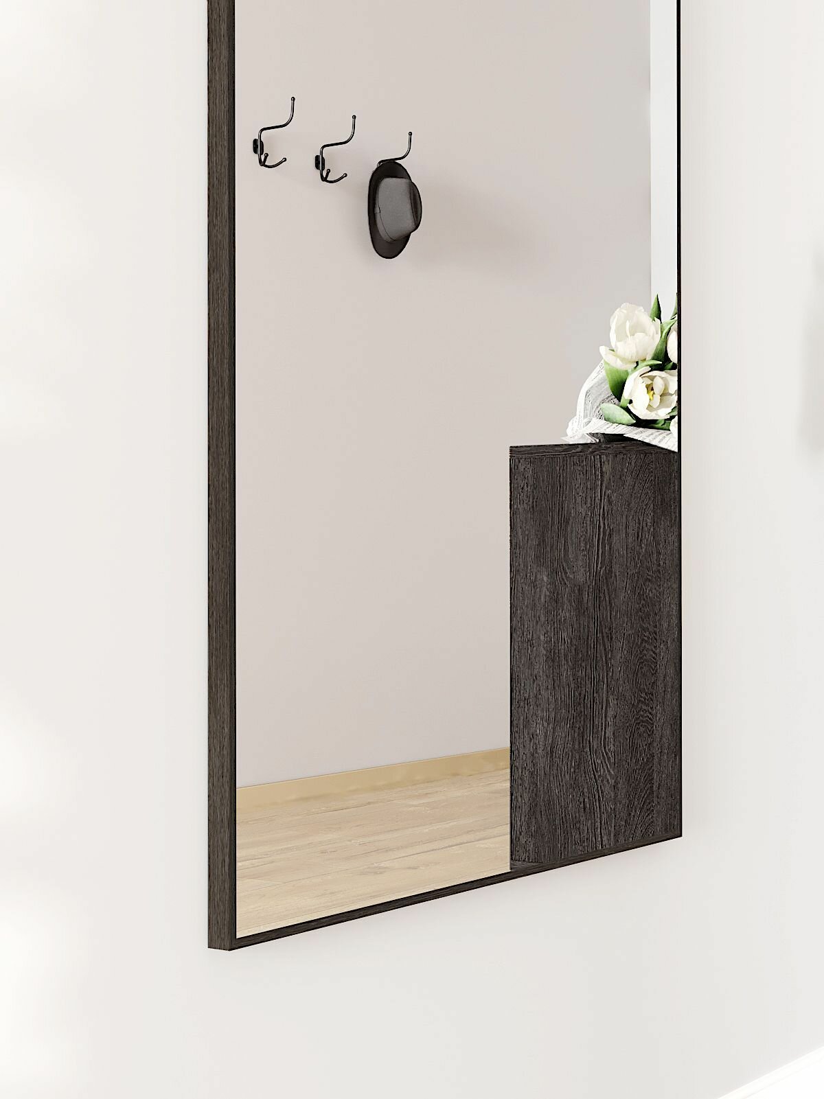 Зеркало в алюминиевой раме интерьерное TODA ALMA, 180х70 см. Венге - фотография № 4
