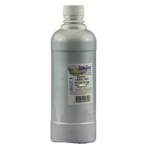 Чернила InkTec E0017 для Epson L800/L1800 T6735/ T6745 , CL, 0,5 л, чернила t67344a t66444a для epson l805 l800 l1800 l850 l810 водные 70 мл profiline желтые