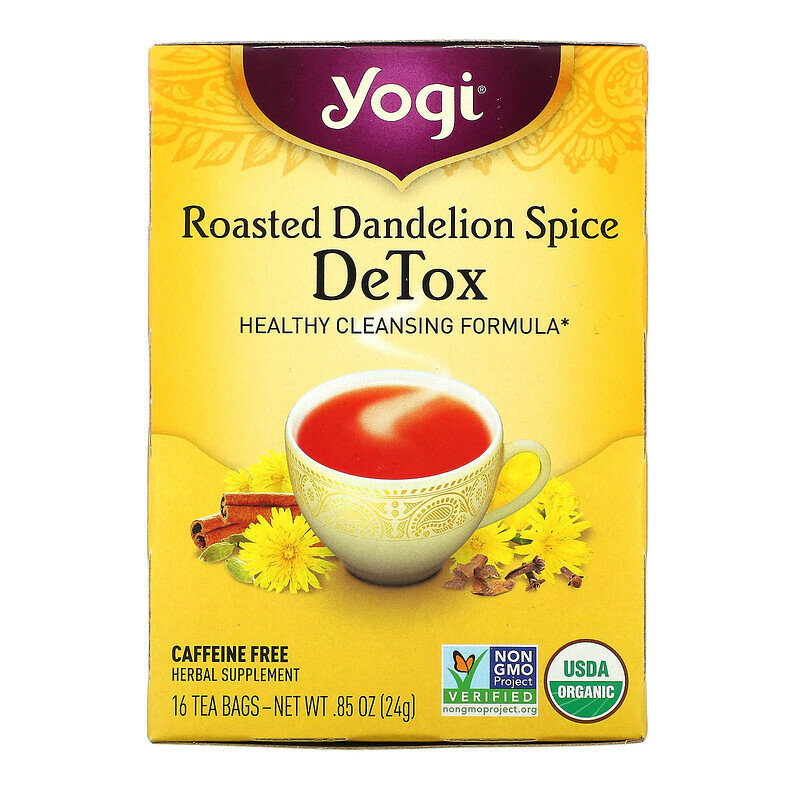 Чай в пакетиках Yogi Tea Roasted Dandelion Spice Detox без кофеина, 16 пакетиков