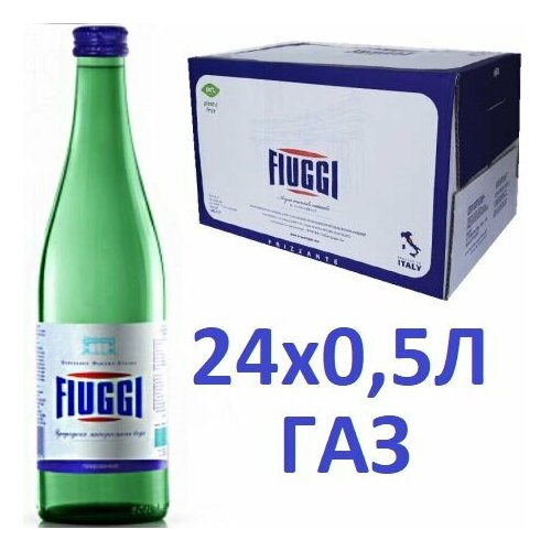 Вода Fiuggi (Фьюджи) природная минеральная газированная вода 0,5 л, упаковка 24 бутылки, стекло