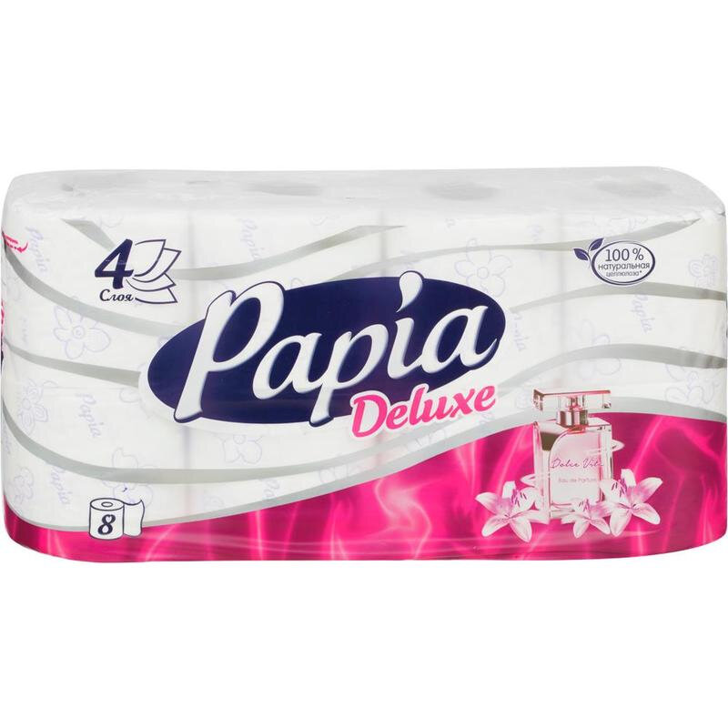 Туалетная бумага Papia Deluxe Dolce Vita, 4 слоя, 8 рулонов - фото №14