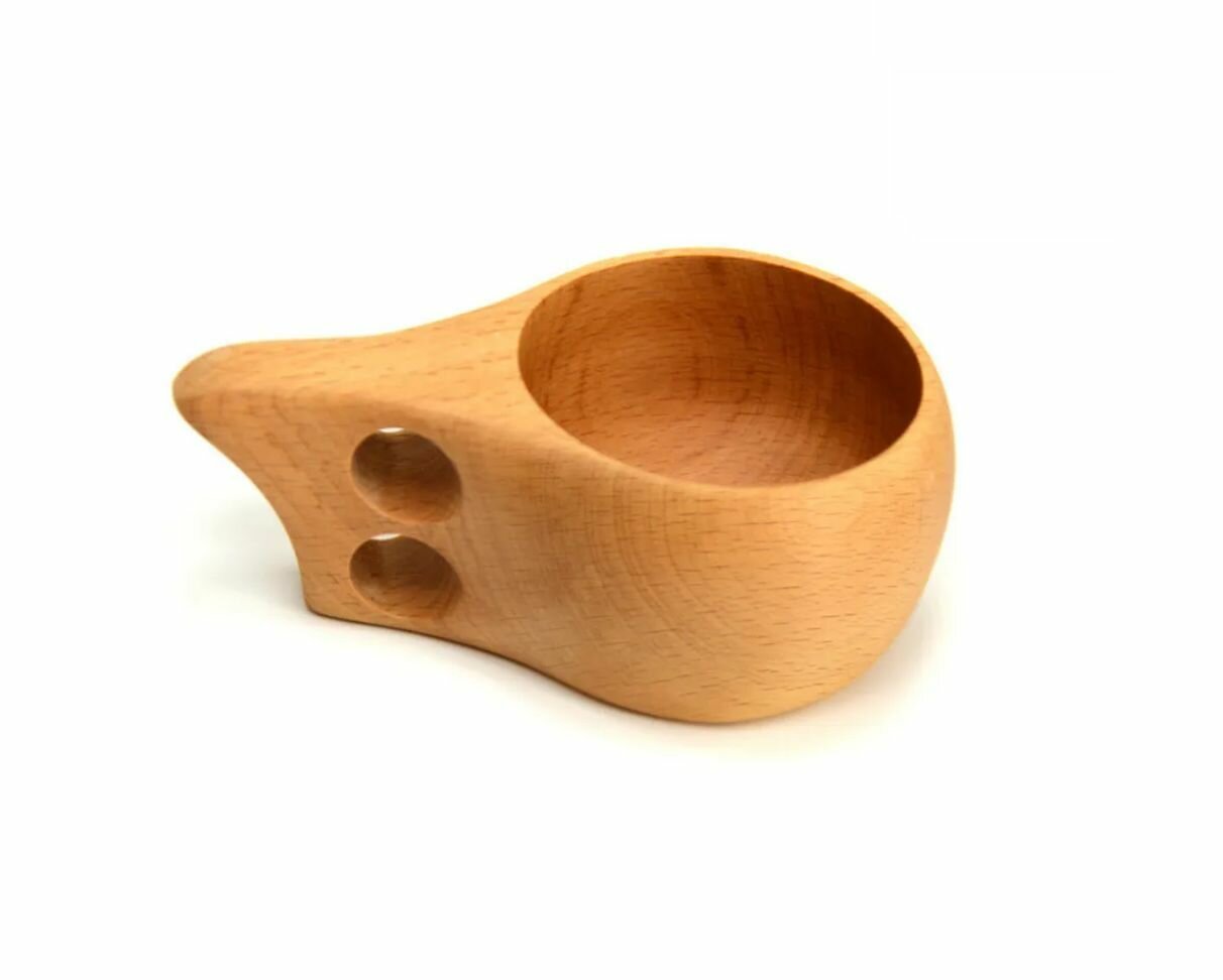 фото Кружка Финская, деревянная из цельного дерева Кукса, 200 мл походная, для чая или кофе