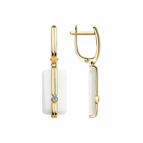 Серьги с подвесками Магия Золота, красное золото, 585 проба, бриллиант, белый