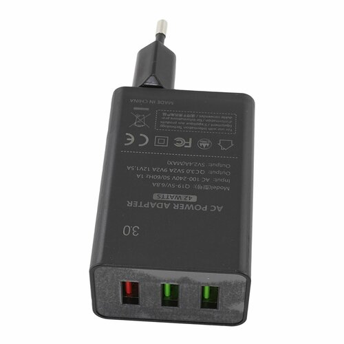 Сетевое зарядное устройство USB Q19 5V2A, 9V2A, 12V1.5A (USB-3) usb адаптер для модема ps link vp 5v2a