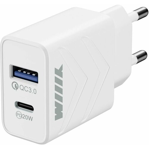 Сетевое зарядное устройство Wiiix UNN-4-2-03-QCPD, USB-C + USB-A, 20Вт, 3A, белый сетевое зарядное устройство redline pd1 3a usb type c 8 pin lightning apple 3a белый [ут000027295]