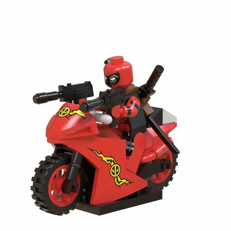 Минифигурка Дедпула и его Мотоцикл / Deadpool + Байк /Совместимы с Лего Марвел
