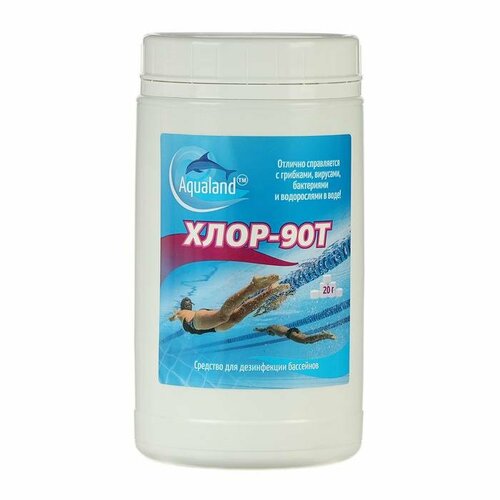 Дезинфицирующее средство для воды Aqualand Хлор-90Т, таблетки 20 г, 1 кг (6625524)