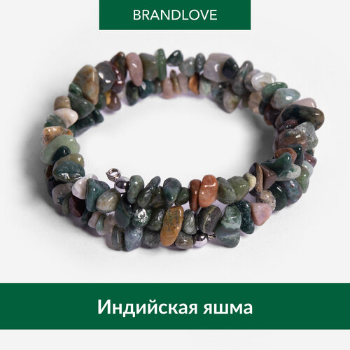 Жесткий браслет BL Jewelry Freeform, кварц, хризоколла, турмалин, яшма, янтарь, лазурит, гранат, коралл, 1 шт., размер 16 см, хаки