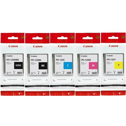 Картриджи Canon PFI-120 комплект (CMYBK+MBK) - по130 мл для TM-200/205/300/305