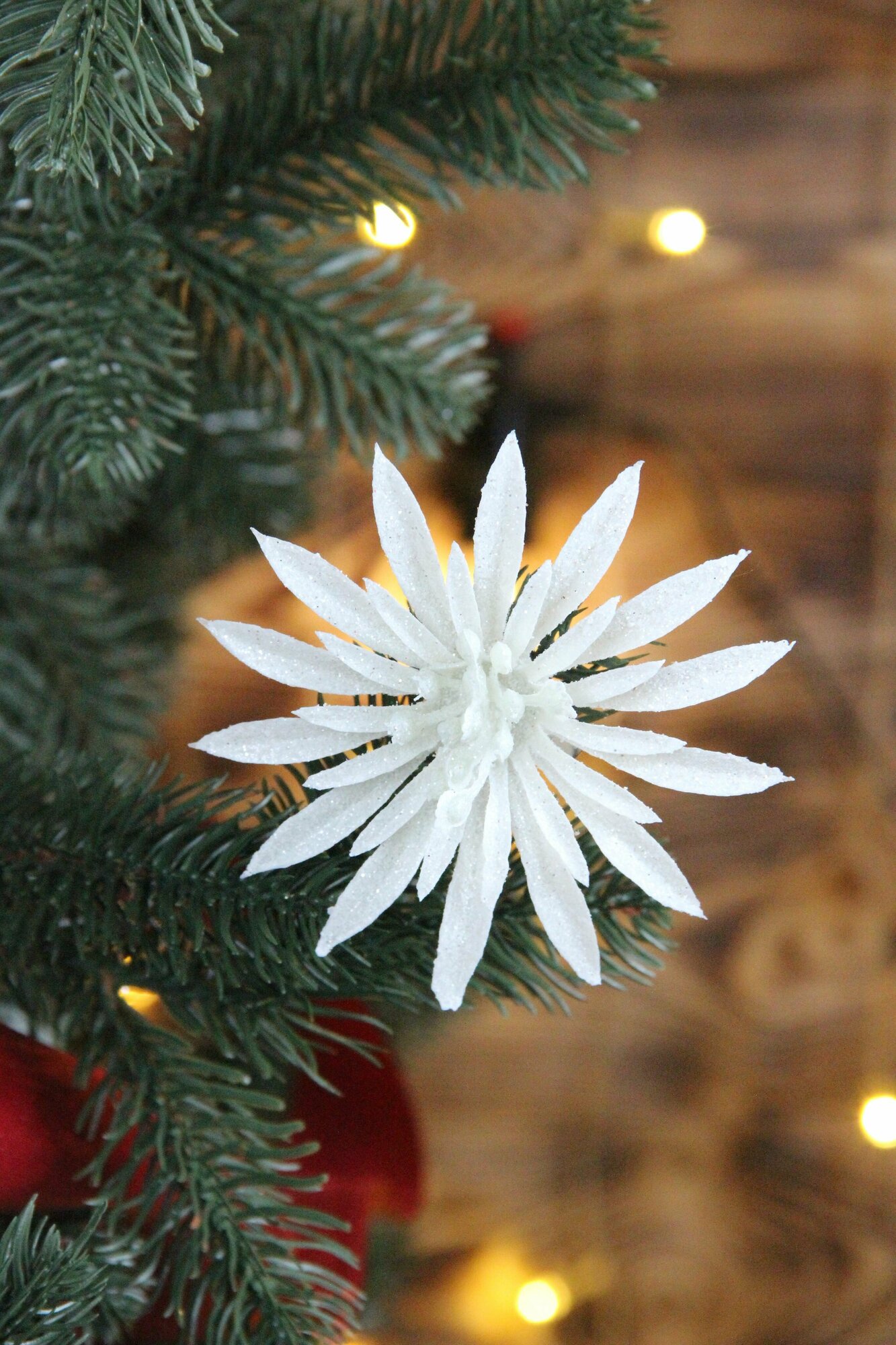 Елочные игрушки "Набор цветов" белые, 4 шт — фото 1