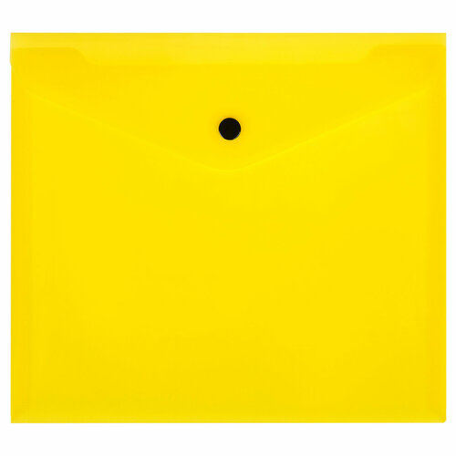 Папка-конверт на кнопке СТАММ А5+, 150мкм, пластик, прозрачная, желтая, 10 штук папка с кнопкой а5 officespace полупрозрачная желтая 267528 150 мкм