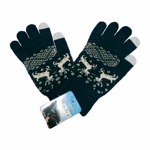фото Перчатки , демисезон/зима, размер универсальный, белый, синий croco gifts