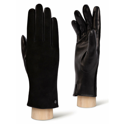 фото Перчатки eleganzza зимние, натуральная кожа, подкладка, размер 7, черный
