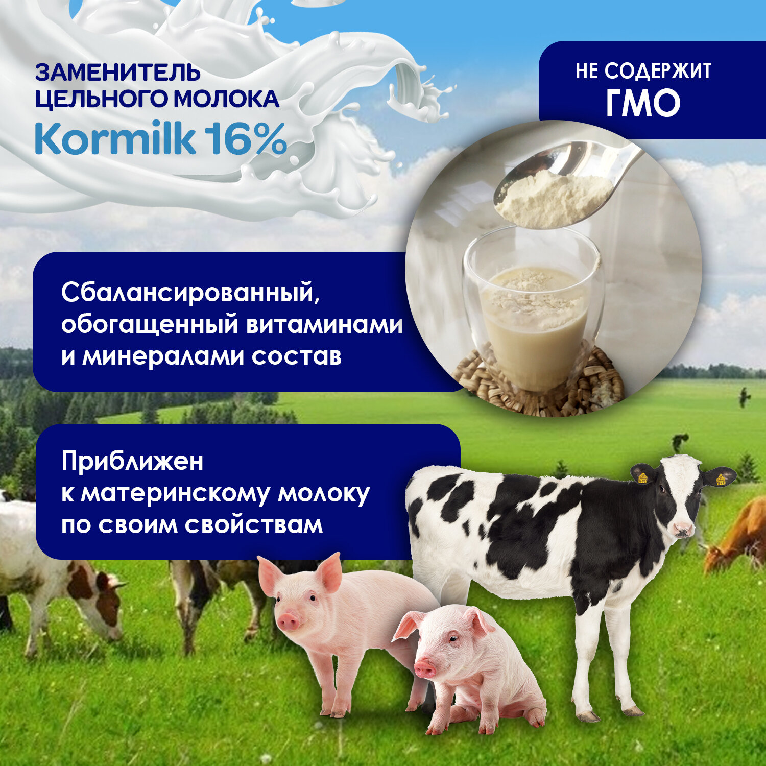 Заменитель цельного молока Kormilk 16%, 1 кг - фотография № 2