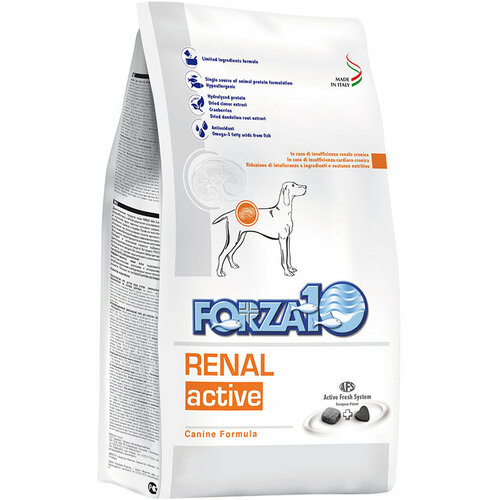 FORZA10 DOG RENAL ACTIVE для взрослых собак всех пород при хронической почечной недостаточности (4 кг х 4 шт) forza10 forza10 active line для взрослых собак всех пород с заболеванием слуховых органов 4 кг