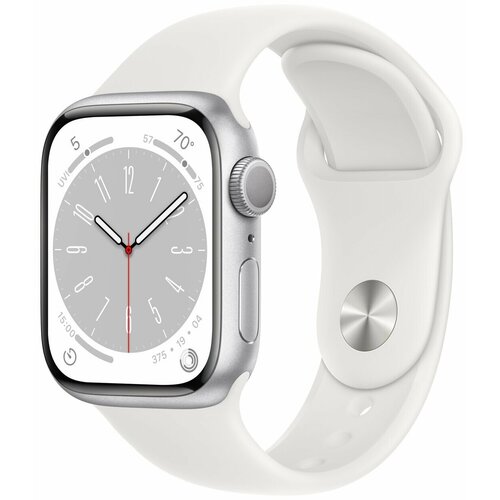 Умные часы Apple Watch Series 8 45mm Cellular Aluminum Case with Sport Band белый 4323000₽