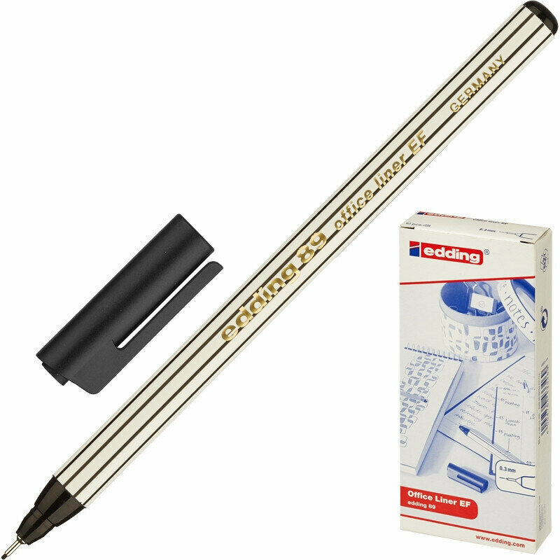 Ручка линер EDDING, 0,3мм черный Германия, 10 шт.