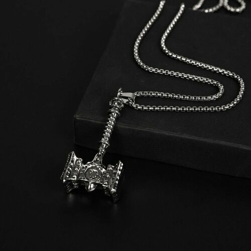 Колье, длина 70 см, серебряный