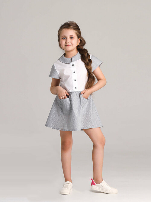 Платье Оригинальные платья для девочек, размер 32(122), серый