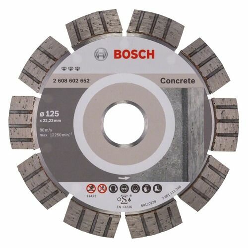 Диск алмазный по бет. Bosch 2608602652 d=125мм d(посад.)=22.23мм (угловые шлифмашины) (упак:1шт)