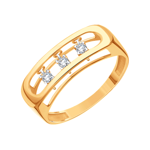 Кольцо Diamant online, золото, 585 проба, бриллиант, размер 18, прозрачный