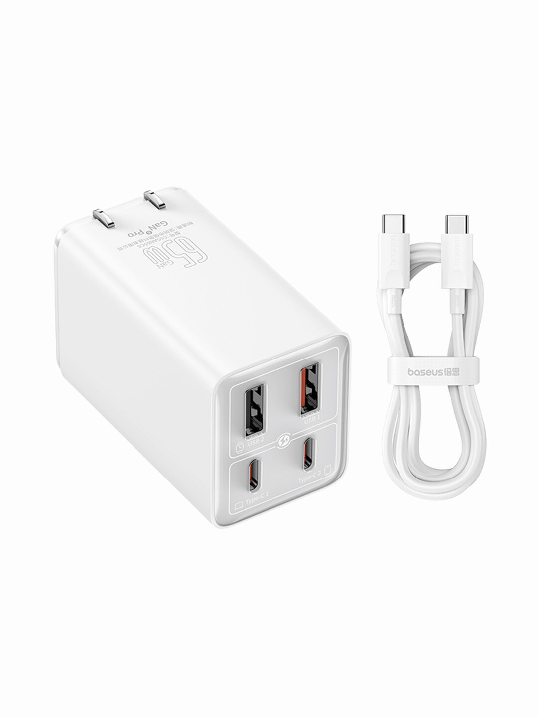 Сетевое зарядное устройство Xiaomi Baseus GaN6 Pro Fast Charger 65W White (CCGAN65C6)