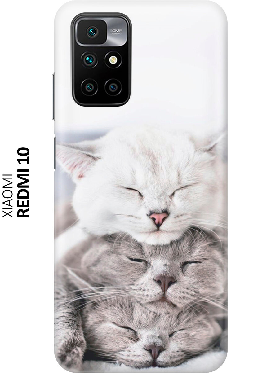 Силиконовый чехол Три кота на Xiaomi Redmi 10 / Сяоми Редми 10