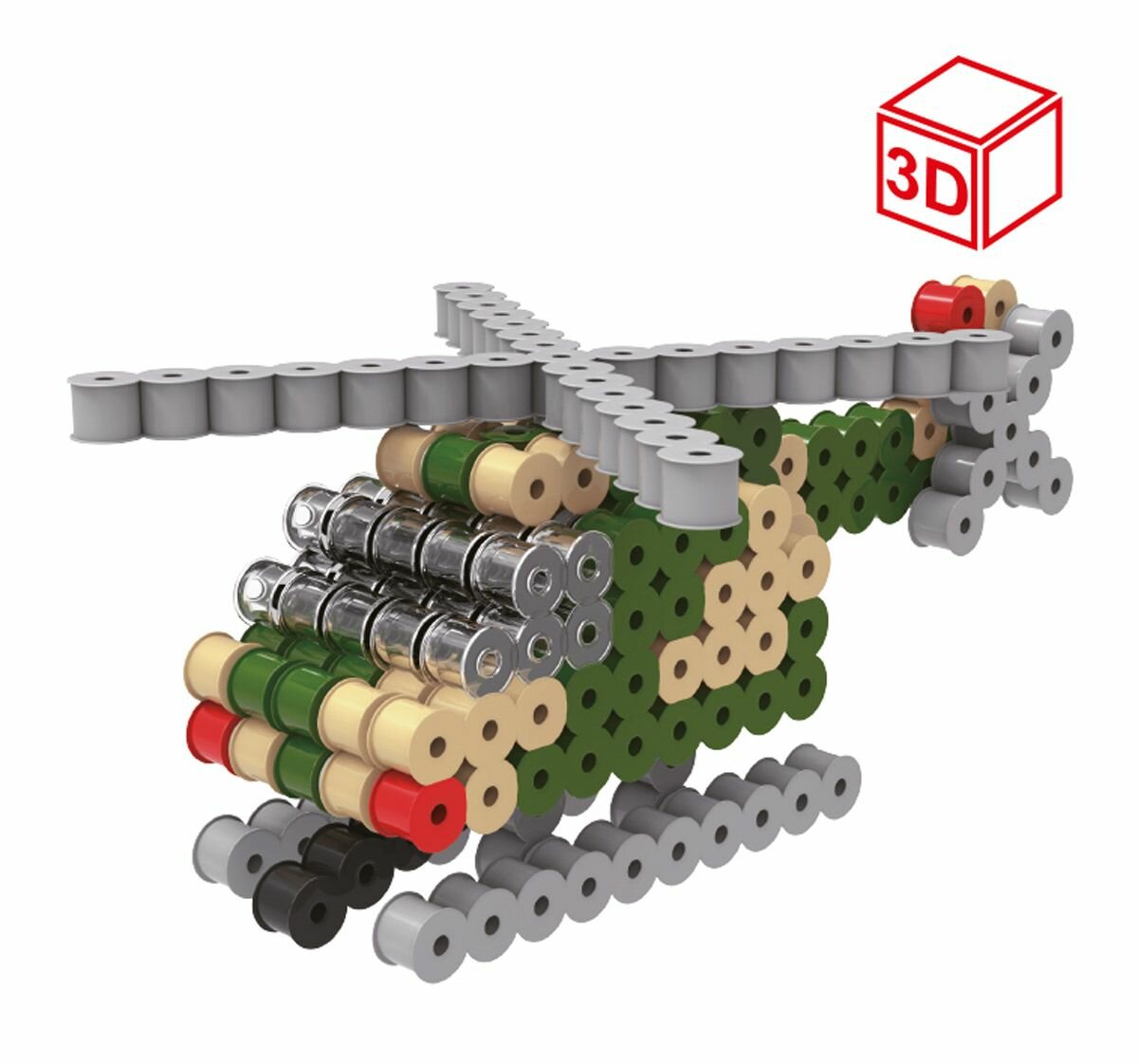 Термомозаика для детей, набор "Hobbius" TLS-02 №09 Вертолет 3D