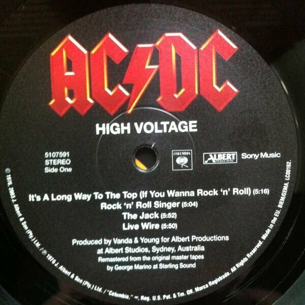 AC/DC High Voltage Виниловая пластинка Sony Music - фото №3