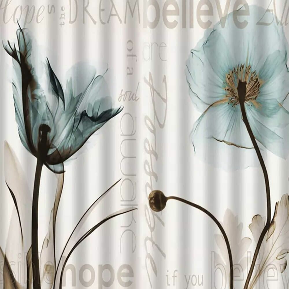 Штора с рисунком санакс 01-87 маки в ванную комнату без колец полиэстер 180x180