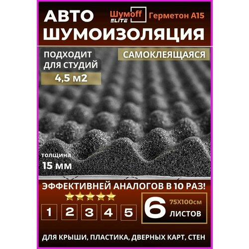 Акустический поролон и шумоизоляция авто Герметон А15 -6л.