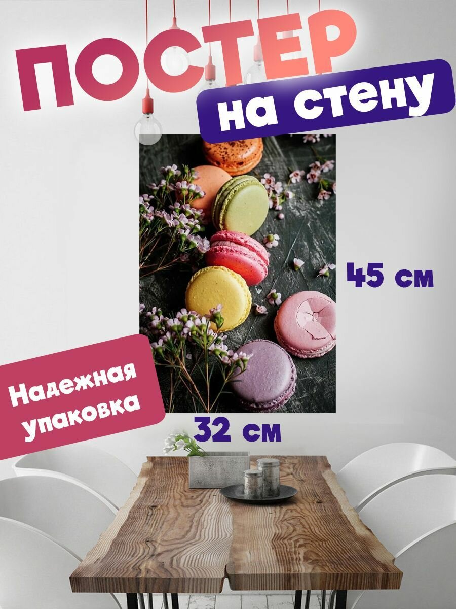 Плакат на стену 32х45 Эстетика макаронсы