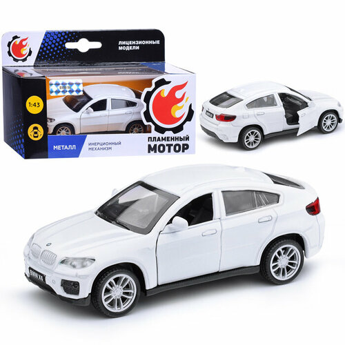 Машина металл. 1:43 BMW X6, откр. двери, белый, 12см bmw x6 f16f86 2014 верхн молд ст ветр самоклеющийся pma tools 2478asgrt 1 шт