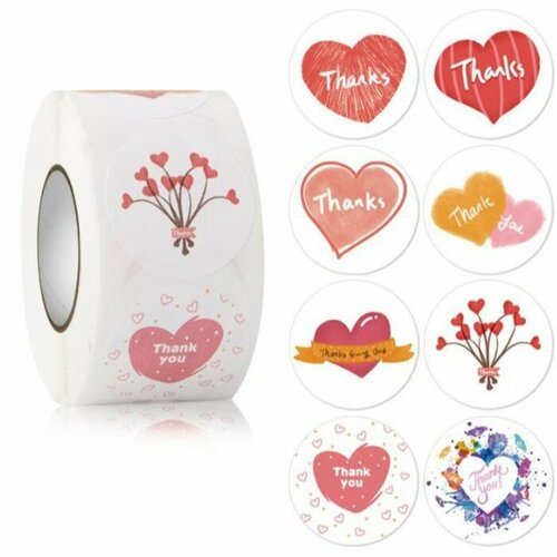 Наклейки бумажные КНР Сердечки - любовь d 2,5 см, 500 шт в рулоне, 3х6,5х6,5 см (Mingyi - MY558)